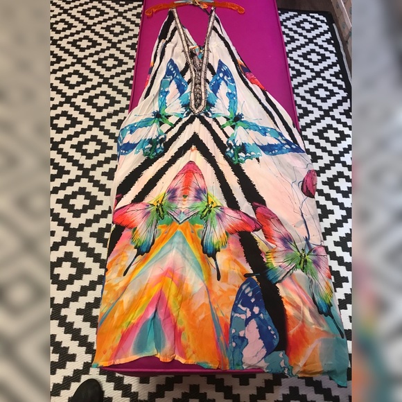 NEW Vaid Leopard Luxury Crystal Halter Maxi Dress - Picture 6 of 14